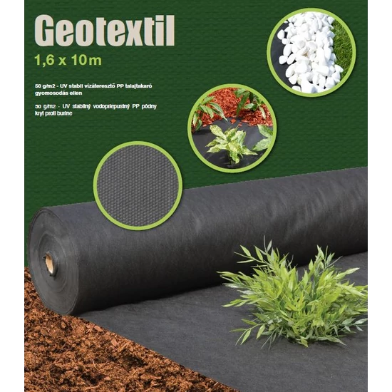 Kert GEOTEXTÍLIA 1,6x10m 50gr/nm Fekete