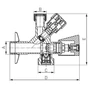 Kép 2/2 - Sarokszelep FERRO Sarokszelep Kombinált 1/2"-1/2"-3/4"